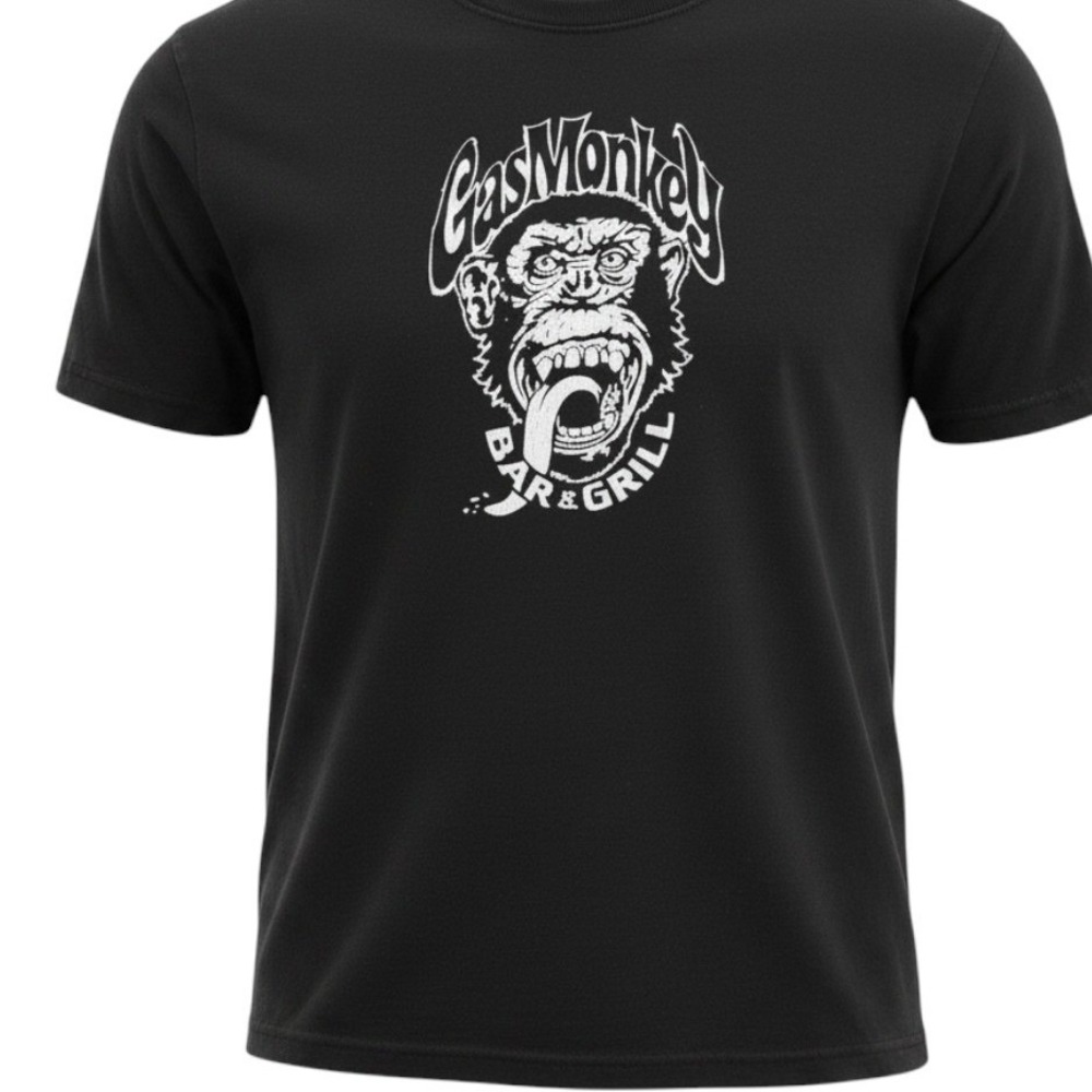Gas Monkey Bar N Grill Mens XXL Black V-Neck Graphic T-Shirt GMBG Back Print